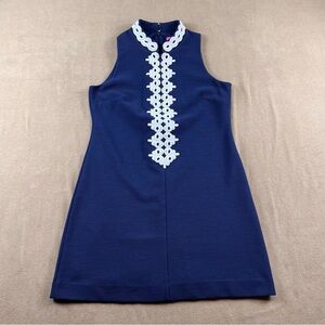 Lilly Pulitzer Navy Blue Midi Dress with White Trim